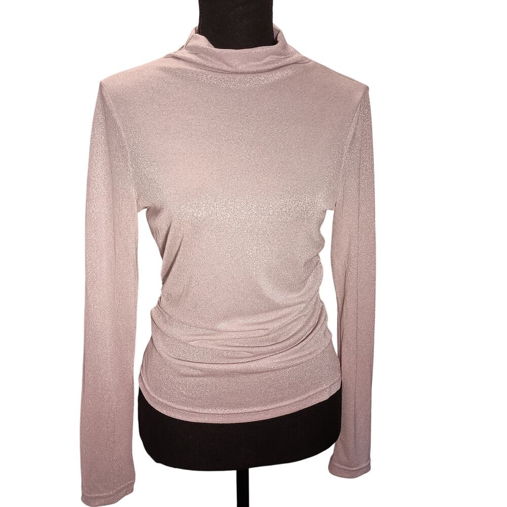 ASTR the label Lavender/Pink Glitter Knit Metallic Fabric Ruched Silhouette Med